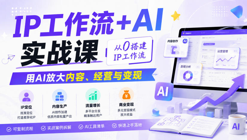 IP工作流+AI实战课,从0搭建IP工作流,用AI放大内容、经营与变现亿创资源网_优质资源分享平台_一站式资源获取亿创资源网 | 优质资源分享平台_一站式资源获取