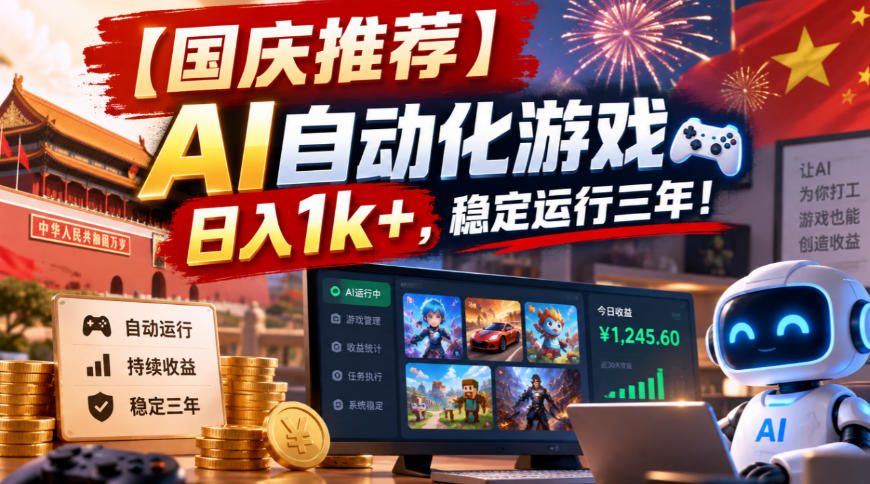 【国庆推荐】AI自动化游戏，日入1k+，操作简单，稳定运行三年！【揭秘】亿创资源网_优质资源分享平台_一站式资源获取亿创资源网 | 优质资源分享平台_一站式资源获取