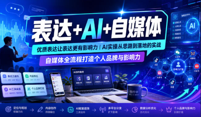 表达+AI+自媒体，优质表达让表达更有影响力|AI实操从思路到落地的实战|自媒体全流程打造个人品牌与影响力亿创资源网_优质资源分享平台_一站式资源获取亿创资源网 | 优质资源分享平台_一站式资源获取