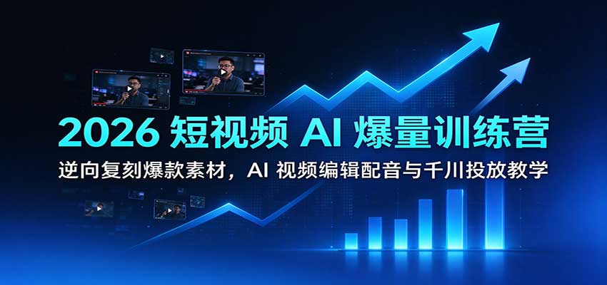 2026短视频AI爆量训练营：逆向复刻爆款素材，AI视频编辑配音与千川投放教学亿创资源网_优质资源分享平台_一站式资源获取亿创资源网 | 优质资源分享平台_一站式资源获取