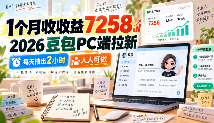 1个月收收益7258，2026豆包PC端拉新，每天抽出2小时，人人可做亿创资源网_优质资源分享平台_一站式资源获取亿创资源网 | 优质资源分享平台_一站式资源获取