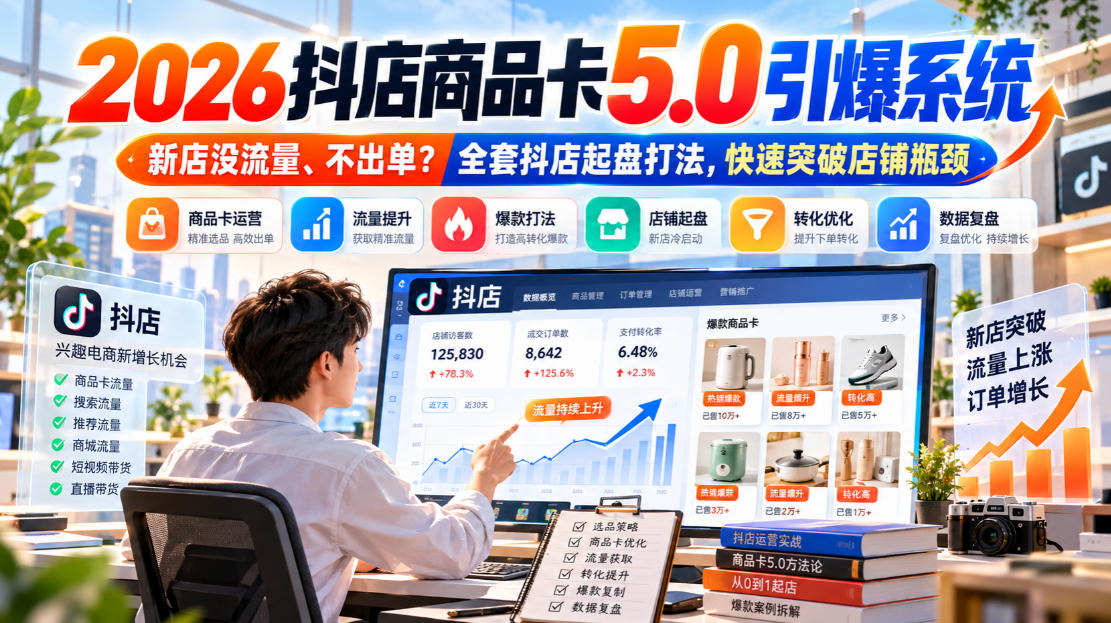 2026抖店商品卡5.0引爆店铺流量，新店没流量、不出单？全套抖店起盘打法，快速突破店铺瓶颈亿创资源网_优质资源分享平台_一站式资源获取亿创资源网 | 优质资源分享平台_一站式资源获取